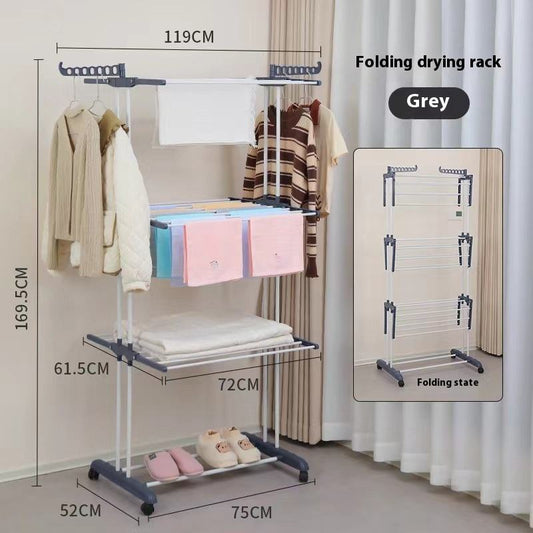 Foldable 3 Layers Adjustable Clotheslines Drying Rack Laundry Clothes Hanger Laundry Drying Rack