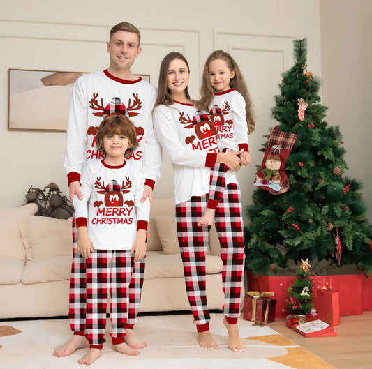 Latest Kids Christmas Pajamas Long Sleeves Gride Christmas Family Matching Pajamas 2022