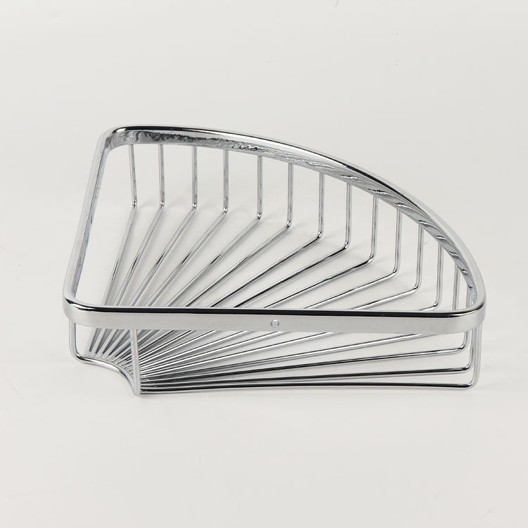 Hot Sale Single Layer Stainless Steel Wall-mounted Bathroom Storage Rack Modern Triangle Basket Corner Mounted for Hotel Use