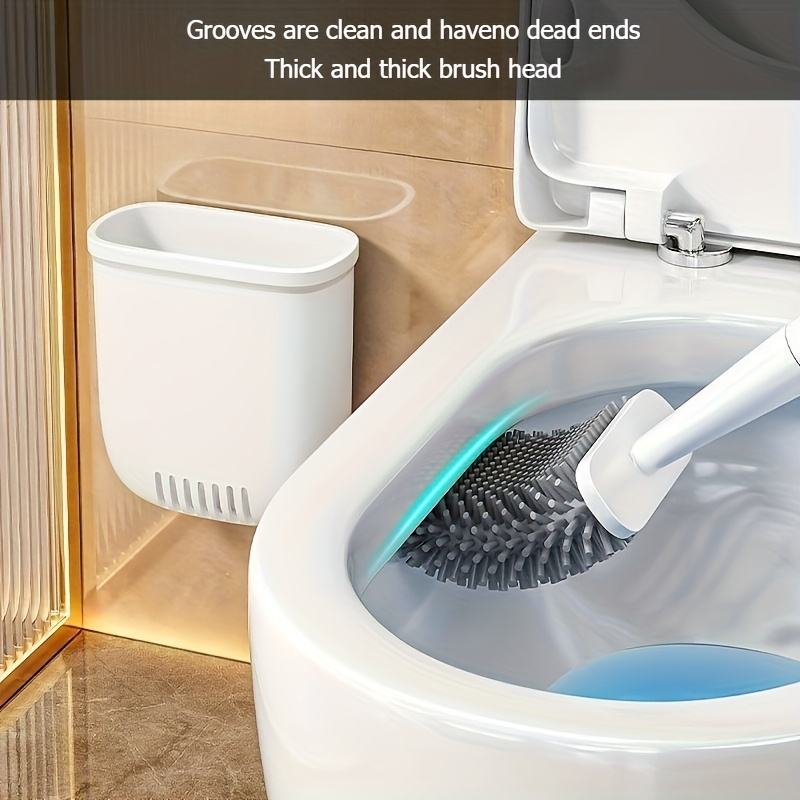 Joybos Bathroom Brush Plastic Toilet Brush Head Toilet Brush Plastic Cleaning Tools Set Ventilated Dry Storage Space-Saving