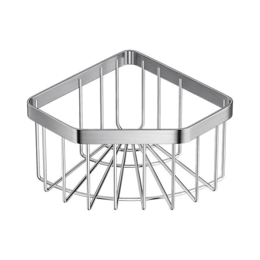 Stainless Steel Corner Sponge Storage Basket Non-Perforated Triangular Drain Rack for Kitchen or Bathroom