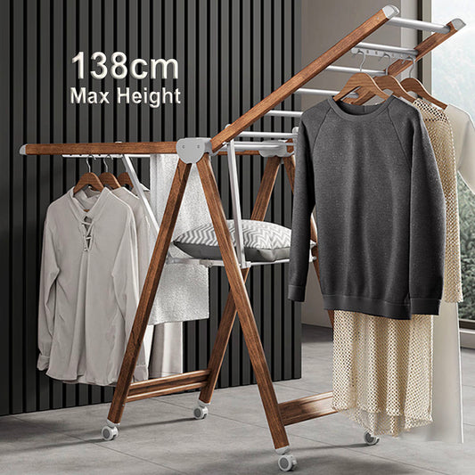 Simple Portable Rolling Foldable Black Cloth Rack Luxury Collapsible Aluminum Folding Butterfly Clothes Drying Rack for Hanging