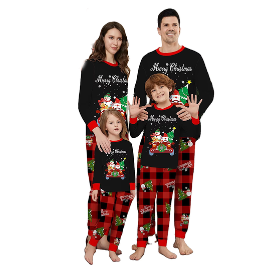 2024 New Design Christmas Clothes Set Winter Parent-Child Home Clothing Long-Sleeve Xmas Cartoon Pajamas Wholesale