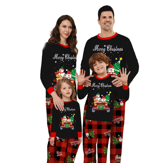 2024 New Design Christmas Clothes Set Winter Parent-Child Home Clothing Long-Sleeve Xmas Cartoon Pajamas Wholesale